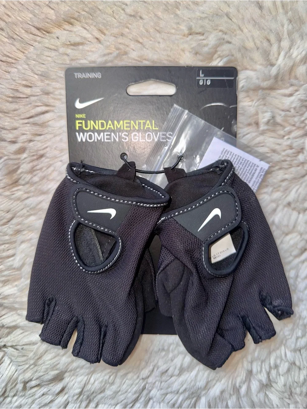 Nike Fundamental Fingerless Women's Size Large Black Polyester Blend Gloves